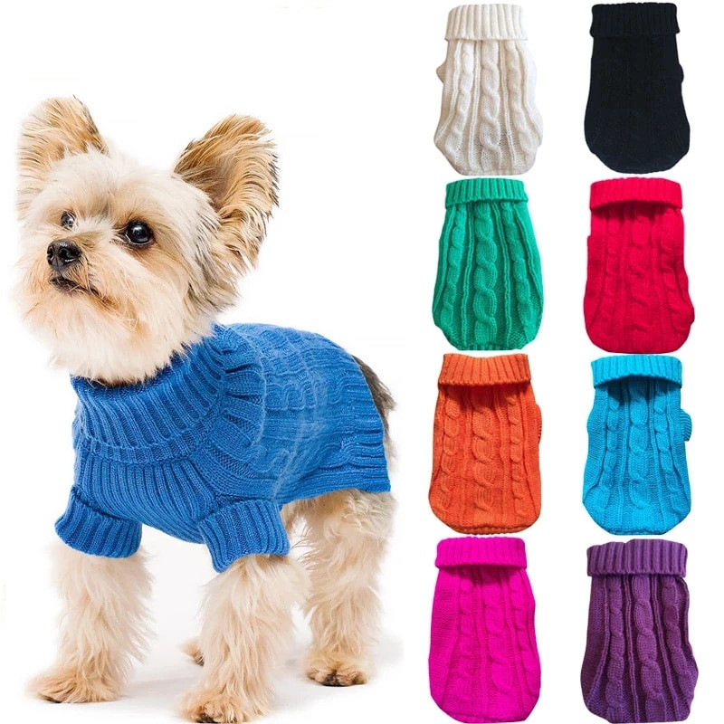 Dog Winter Clothes - Knitted Pet Sweater for Small to Medium Dogs
