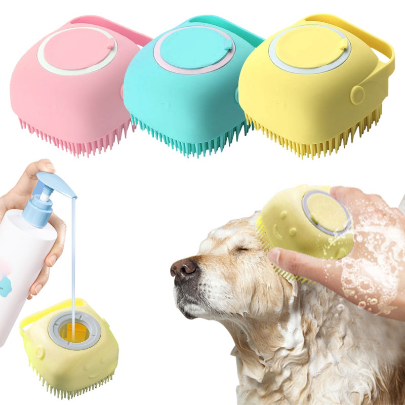 Soft Silicone Dog Brush: Bathing and Massage Dispenser for Puppycats