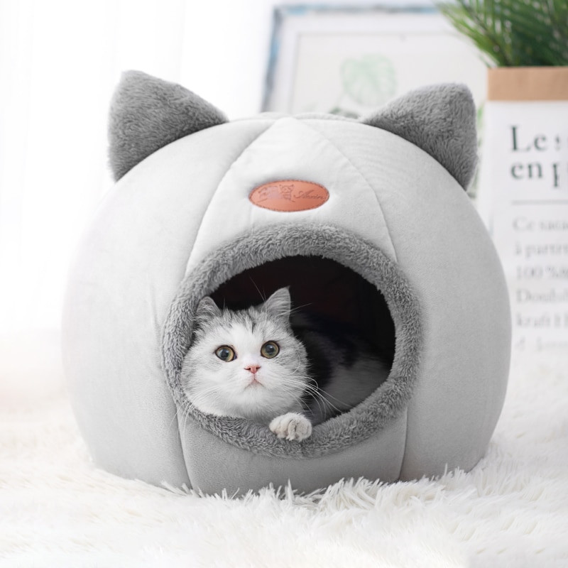 Warm Winter Cat Bed - Cozy Cave Nest, Deep Sleep Comfort